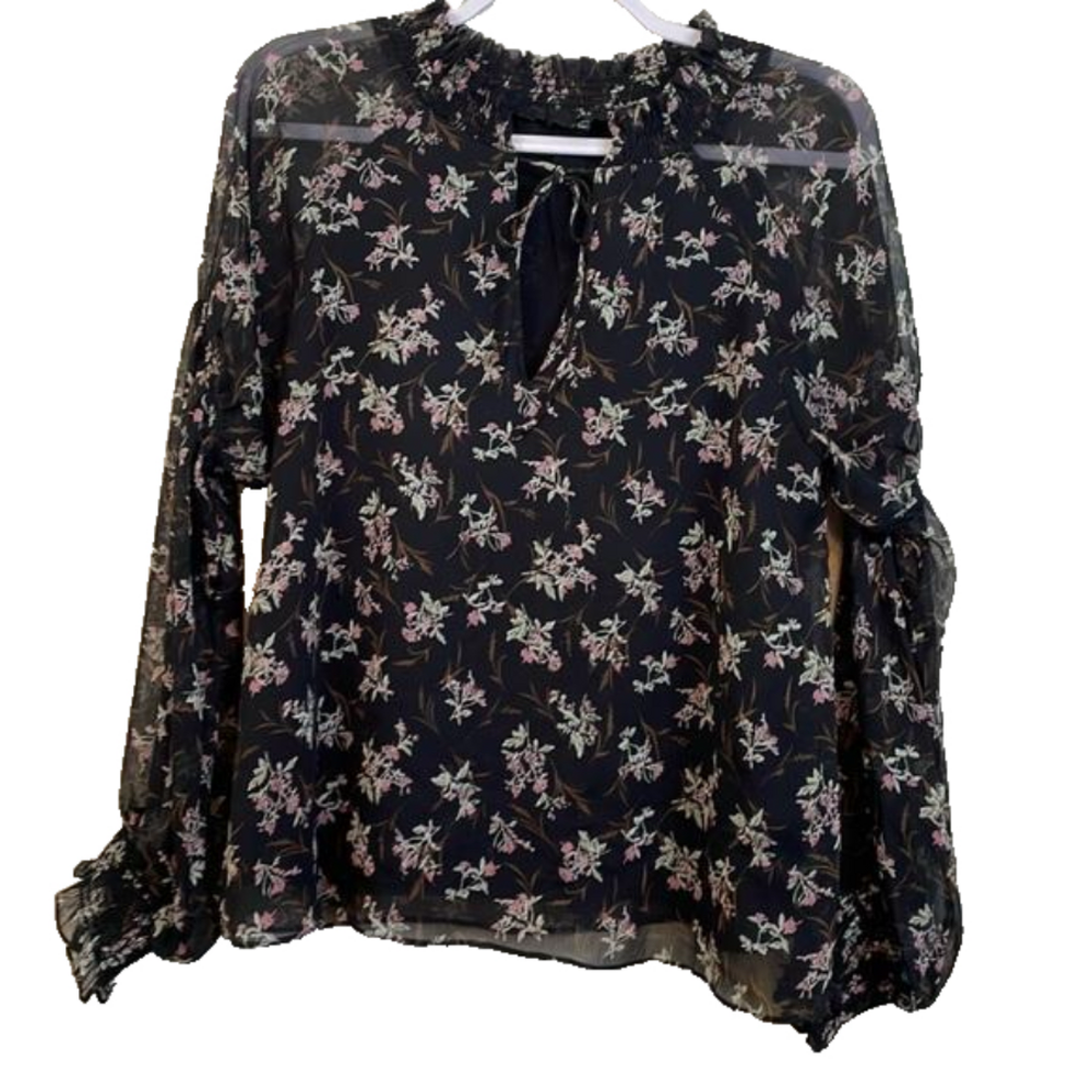 Fate Black and Pink Floral Blouse